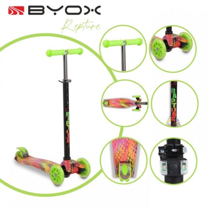 Byox Παιδικό Πατίνι Τρίτροχο Scooter Rapture Greeny 3800146225674#