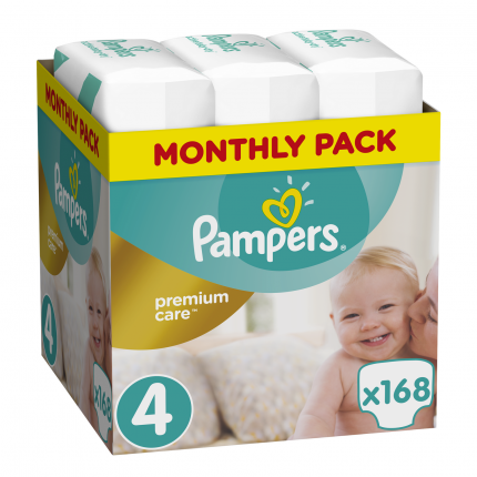 Πάνες Pampers Premium Care Monthly Pack Νο.4 (9-14kg) 168 πάνες - 27027