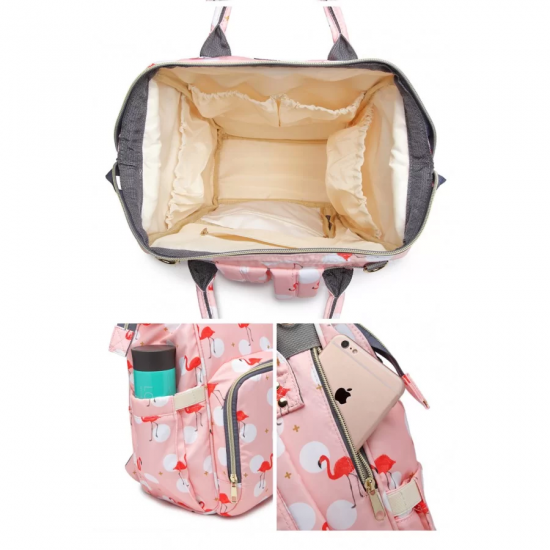 Τσάντα Πλάτης Μωρού LEQUEEN Ροζ με Φλαμίνγκο B-242 Fiko