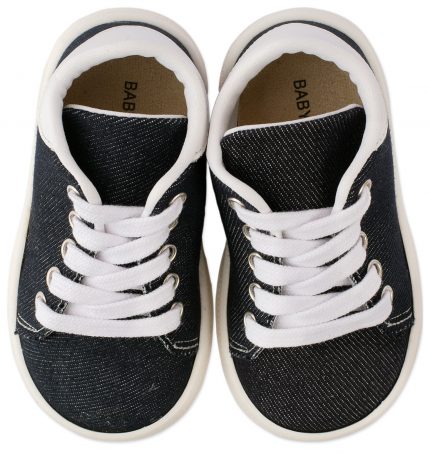 Babywalker Βαπτιστικό παπουτσάκι περπατήματος για αγόρι - Υφασμάτινο δετό Sneaker Μπλε BS-3029