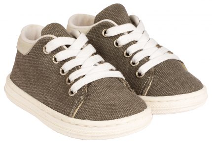 Babywalker Βαπτιστικό παπουτσάκι περπατήματος για αγόρι - Υφασμάτινο δετό Sneaker Γκρι BS-3029