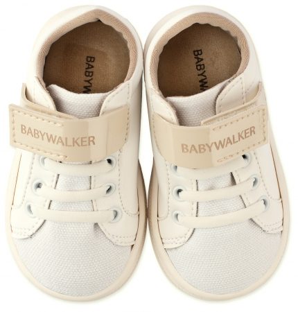 Babywalker Βαπτιστικό Περπατήματος Σνίκερ Ελάστικό Κλείσιμο BS3051 Λευκό-Εκρού