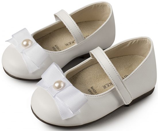 Babywalker Βαπτιστικό Παπουτσάκι Περπατήματος για Κορίτσι Γοβάκι Μονή Μπαρέτα με Φιόγκο BS3500 Λευκό