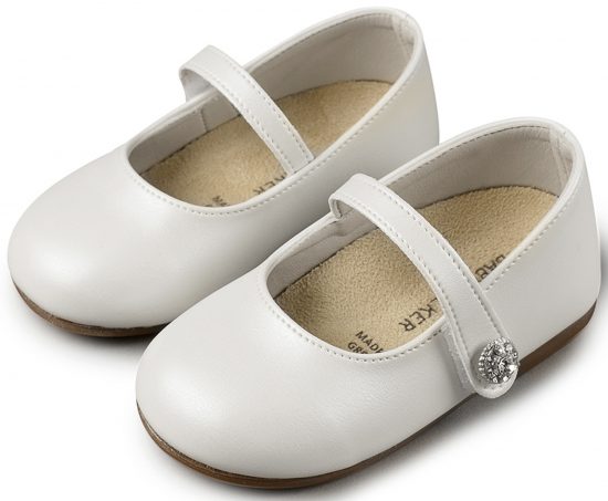 Babywalker Βαπτιστικό Παπουτσάκι Περπατήματος για Κορίτσι Γοβάκι Μονή Μπαρέτα με Στρασένιο Κουμπάκι BS3502 Λευκό