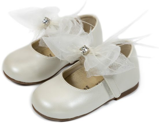 Babywalker Βαπτιστικό Παπουτσάκι Περπατήματος για Κορίτσι Γοβάκι Μονή Μπαρέτα με Φιόγκο BS3562 Εκρού