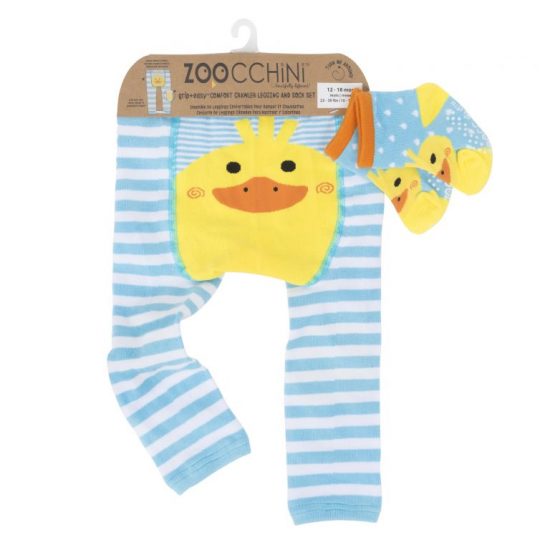 Grip+Easy Crawler Pants & Socks Set – Puddles the Duck - Zoocchini