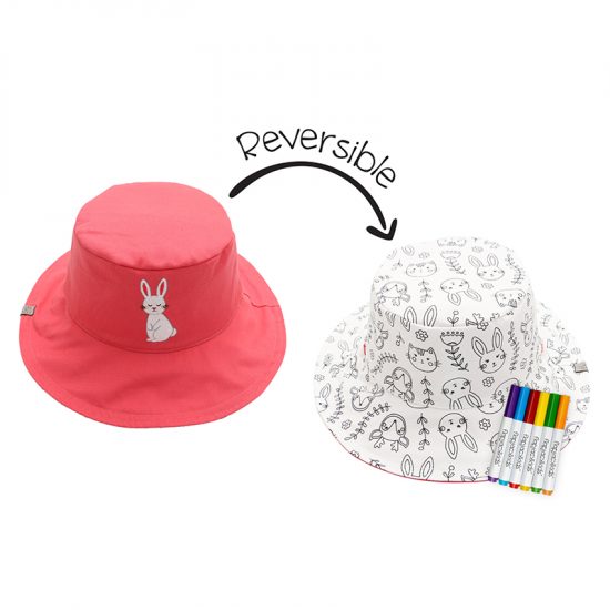 DIY Paint Καπέλο UPF 50+ – Bunny Ροζ - FlapJackKids