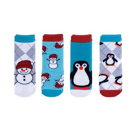 Mix and Match Socks – Penguin/Snowman Large (4 ζευγάρια) (12-36m) - FlapJackKids