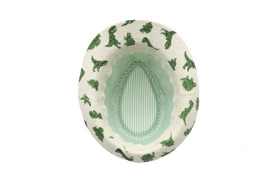Ψάθινο Καπέλο UPF 50+ Fedora Hats Dino Λευκό-Πράσινο - FlapJackKids