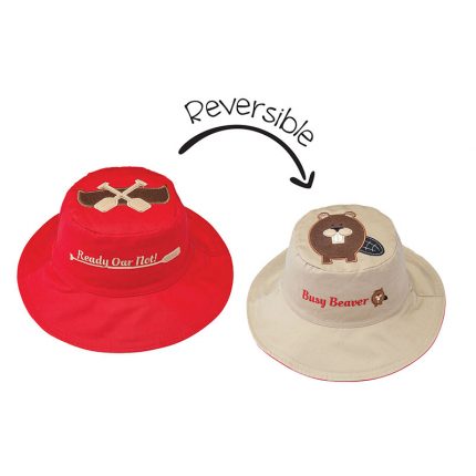 Καπέλο Διπλής Όψης UPF 50+ Canoe/Beaver (Cotton) Κόκκινο/Μπεζ - FlapJackKids
