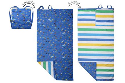 Πετσέτα Παραλίας Backpack – Dino Μπλε - FlapJackKids