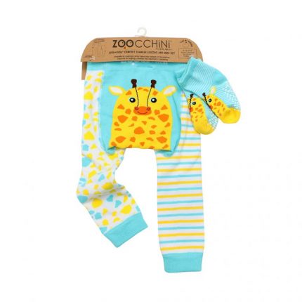 Grip+Easy Crawler Pants & Socks Set – Giraffe - Zoocchini