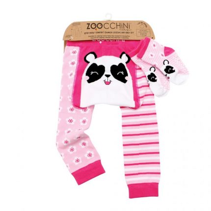 Grip+Easy Crawler Pants & Socks Set – Panda - Zoocchini