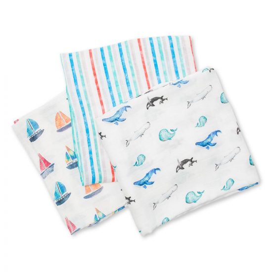 3 Μουσελίνες Bamboo – Out At Sea Swaddling Blankets (120x120cm) - Lulujo