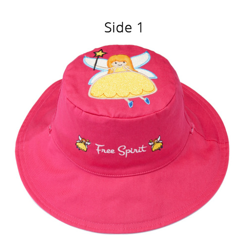 Καπέλο Διπλής Όψης UPF 50+ – Princess/Unicorn (Cotton) Ροζ-Λευκό - FlapJackKids