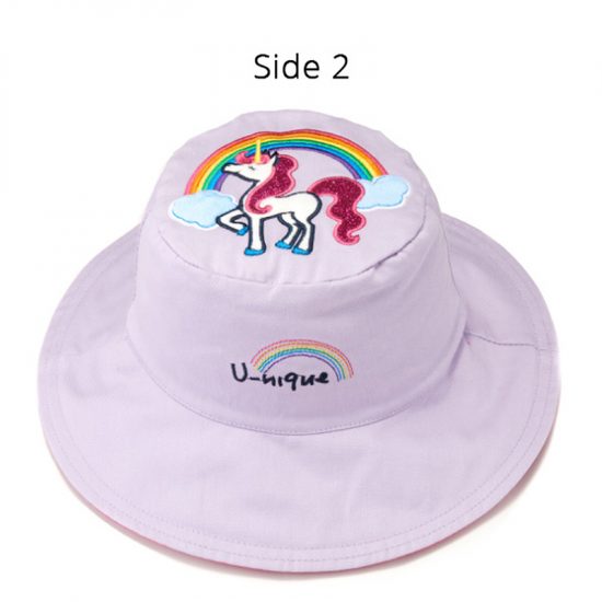 Καπέλο Διπλής Όψης UPF 50+ – Princess/Unicorn (Cotton) Ροζ-Λευκό - FlapJackKids