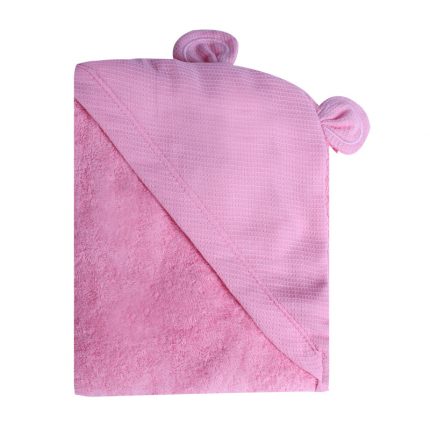 Πετσέτα για νεογέννητο Ροζ (αρκουδάκι) - Minene