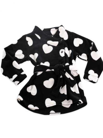 Girl Fleece Jacket Black Hearts (5-6Ε) - Minene
