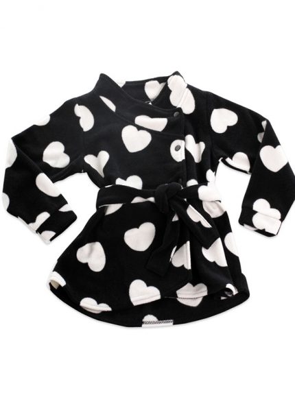 Τζάκετ Μαύρο Girl Fleece Jacket Black Hearts - Minene