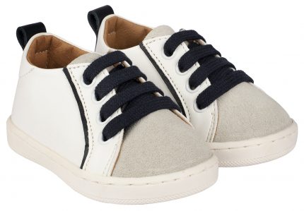 Babywalker Βαπτιστικό Παπουτσάκι Δερμάτινο Δετό Sneaker για τα Πρώτα Βήματα, σε Χρώμα Λευκό-Μπλε PRI2082