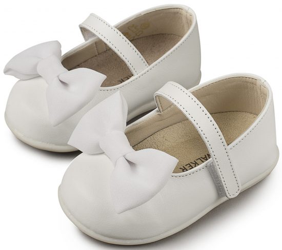 Babywalker Βαπτιστικό παπουτσάκι για πρώτα βήματα Γοβάκι μονή μπαρέτα satin φιόγκος Λευκό PRI2525