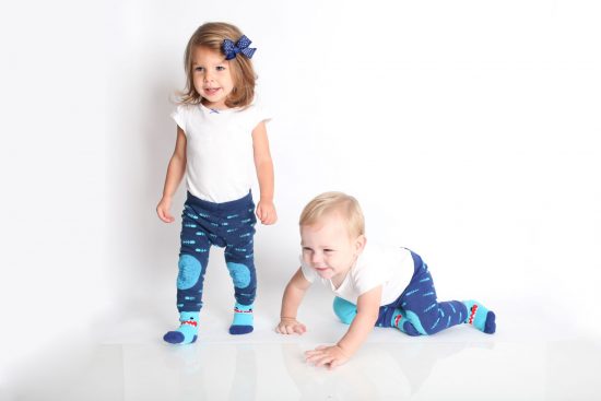 Grip+Easy Crawler Pants & Socks Set – Sherman the Shark - Zoocchini