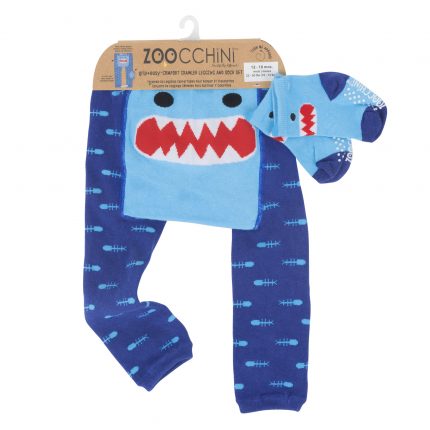 Grip+Easy Crawler Pants & Socks Set – Sherman the Shark - Zoocchini