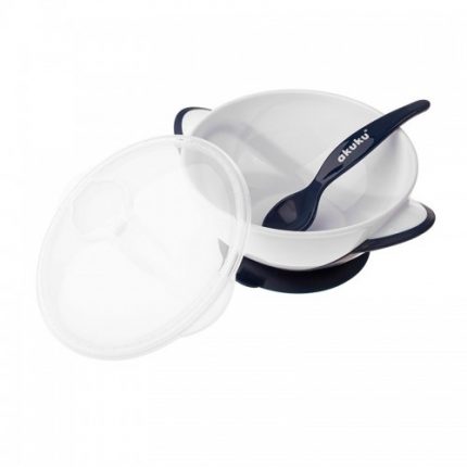 Μπολάκι με Βεντούζα και Κουτάλι Navy 300ml - Akuku