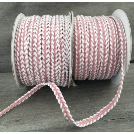 Κορδέλα Ροζ Ψαροκόκκαλο με Λευκά Ξώραφα 5mm x 20Υ, Α44