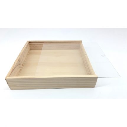 Ξύλινο Κουτί με Plexiglass Καπάκι (για Στεφανοθήκη ή Μαρτυρικά) ( 22 x 22cm ) | Β58