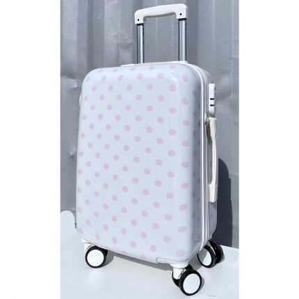 Βαλίτσα Trolley Λευκή με Ροζ Πουά ( 50x35) | ΒΑΛ5