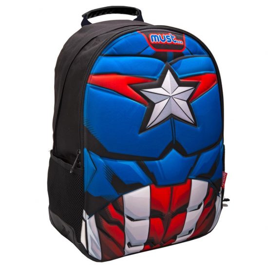 Σχολική Τσάντα Πλάτης Δημοτικού Avengers Captain America 3 Θήκες (32x15x43εκ) Must 5205698540141