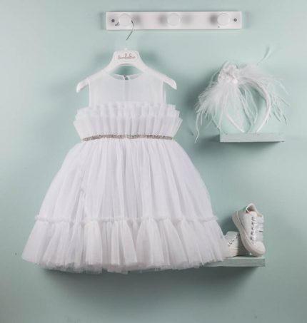 Βαπτιστικό φορεματάκι για κορίτσι Λευκό Crystal 9502, Bambolino