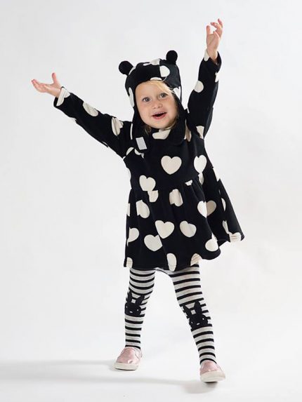 Τζάκετ Μαύρο Girl Fleece Jacket Black Hearts - Minene