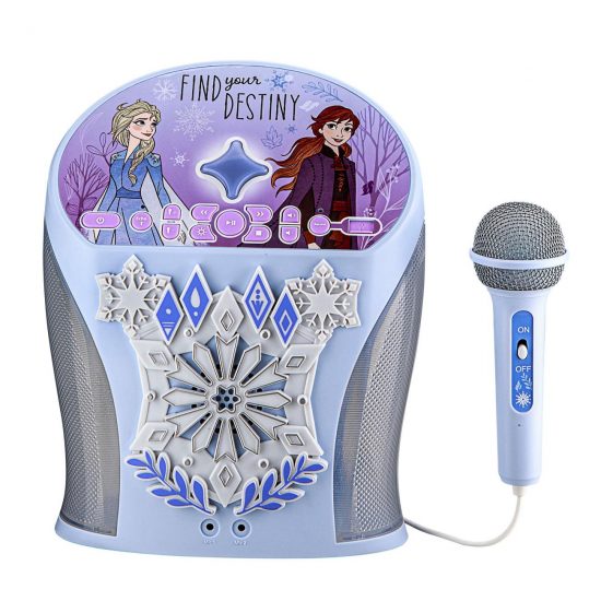 Disney Frozen Bluetooth MP3 Boombox Karaoke & Ασύρματο Μικρόφωνο με Ενσωματωμένη Μουσική, Φωτισμό, Sound Effects (Γαλάζιο-Γκρι) 3+ - eKids