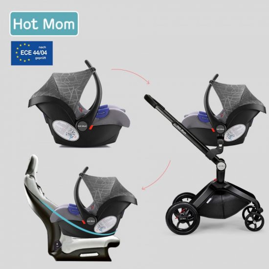 Πολυκαρότσι Μωρού 360° 2 σε 1 Hot Mom Κ-250 Γκρι (6 άτοκες δόσεις)