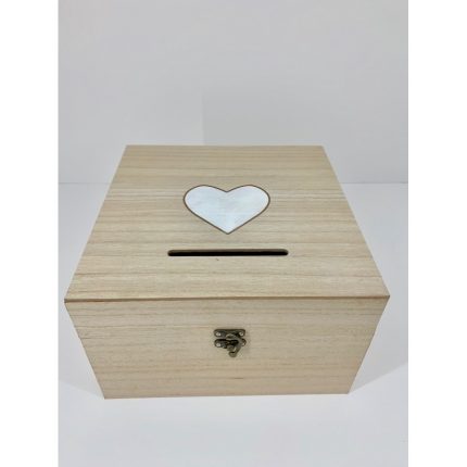 Ξύλινο Κουτί Ευχών σε Φυσικό Χρώμα με Λευκή Καρδιά | Η12ΦΛ