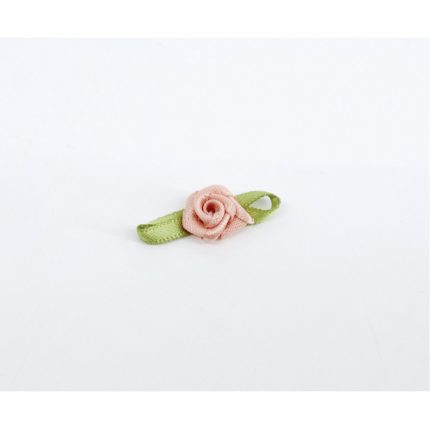 Αντικέ Ροζ Σατέν Λουλούδι με Φύλλο συσκευασία 100τμχ | Λ20Α