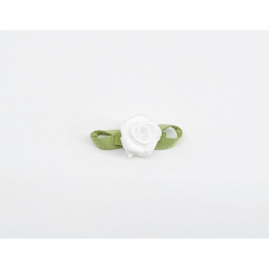 Λευκό Σατέν Ψιλό Λουλουδάκι με Φύλλο συσκευασία 100τμχ | Λ20Λ