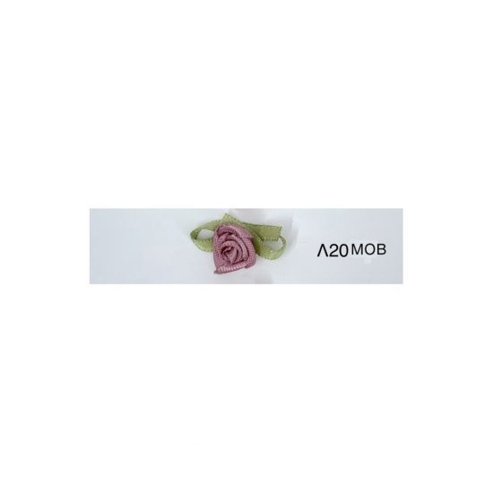 Μωβ Σατέν Λουλούδι με Φύλλο συσκευασία 100τμχ | Λ20ΜΟΒ