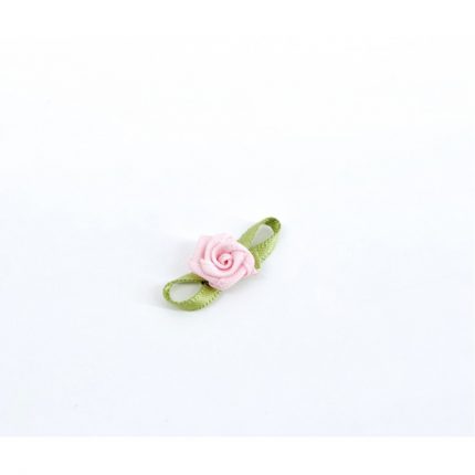 Ροζ Σατέν Ψιλό Λουλουδάκι με Φύλλο συσκευασία 100τμχ | Λ20Ρ