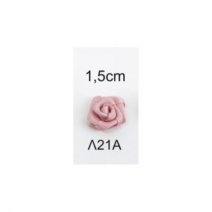 Αντικέ Ροζ Σατέν Λουλουδάκι με Φύλλο συσκευασία 100τμχ | Λ21Α