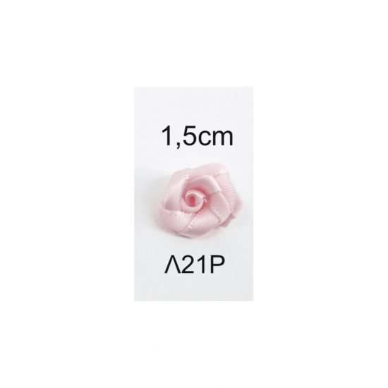 Ροζ Σατέν Ψιλό Λουλουδάκι με Φύλλο συσκευασία 100τμχ | Λ21Ρ