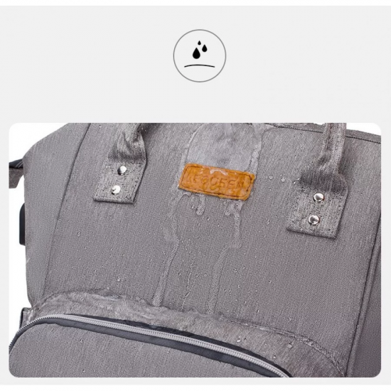 Τσάντα Πλάτης Μωρού LEQUEEN Ροζ Γκρι Καπιτονέ με USB B-570 Fiko