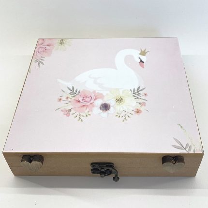 Ξύλινο Κουτί με θέμα Κύκνος | ΛΣ1Α34 σε Ροζ