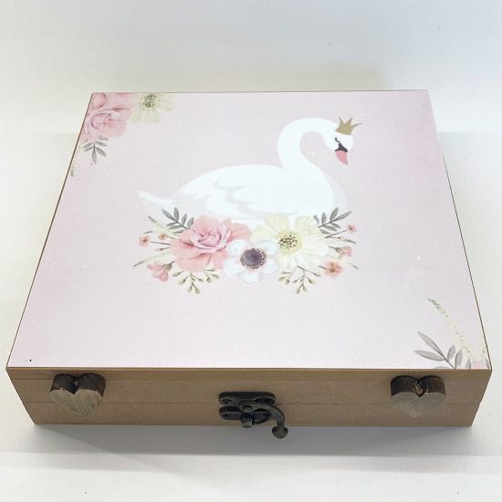 Ξύλινο Κουτί με θέμα Κύκνος | ΛΣ1Α34 σε Ροζ