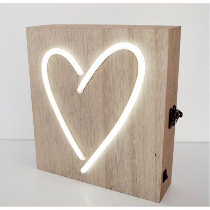 Ξύλινo Κουτί Φωτιζόμενο με LED Φωτισμό σε Σχήμα Καρδίας | ΛΣ4