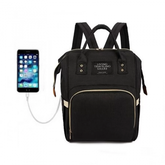 Τσάντα Πλάτης Μωρού Μαύρη με USB LTS B-72 Fiko