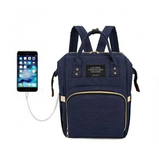 Τσάντα Πλάτης Μωρού Μπλε με USB LTS B-73 Fiko