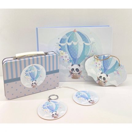 Βαλιτσάκι Μεταλλικό με Αερόστατο Panda (Ύψος 12cm x Μήκος 17,5cm x  Πλάτος 4,7cm) | Μ35Α93